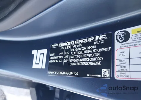 2023 Fisker Ocean One z USA, uszkodzony, nr VIN VCF1ZBU28PG004106